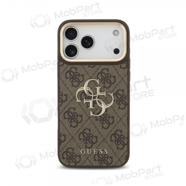Apple iPhone 18 Pro Max case - Guess PU Leather 4G Metal Logo Gold Frame (brown)
