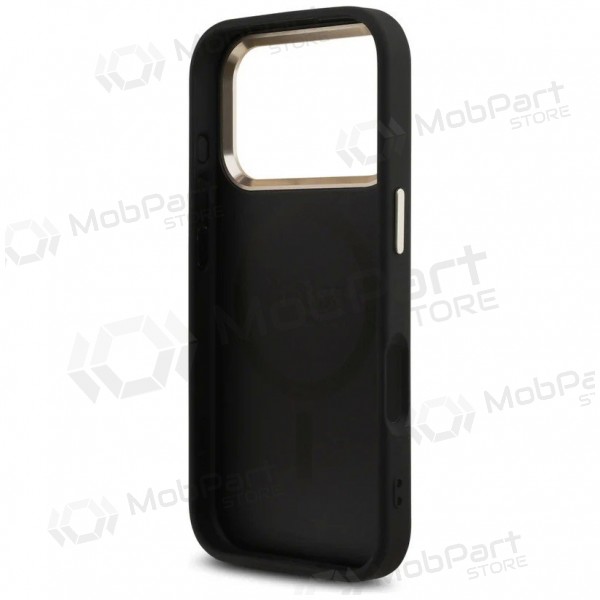 Apple iPhone 17 Pro Max case - Guess PU Leather 4G Strass Triangle Logo Gold Frame MagSafe (black)