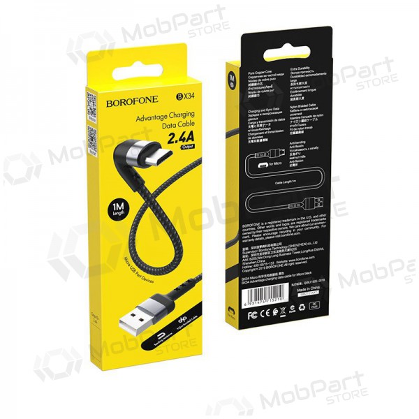 USB cable Borofone BX34 microUSB 1.0m (black)