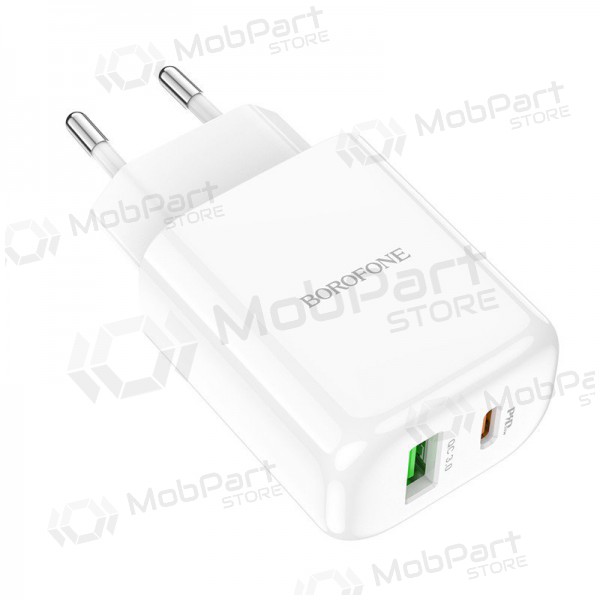 Charger Borofone BN4 1xUSB, 1xType-C QC 3.0, PD 2.0 20W (white)