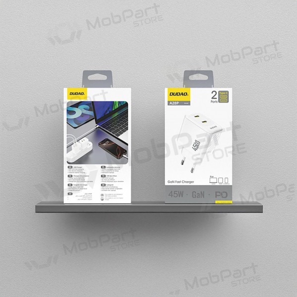 Phone charger Dudao A28P 45 W GaN 2x USB-C white