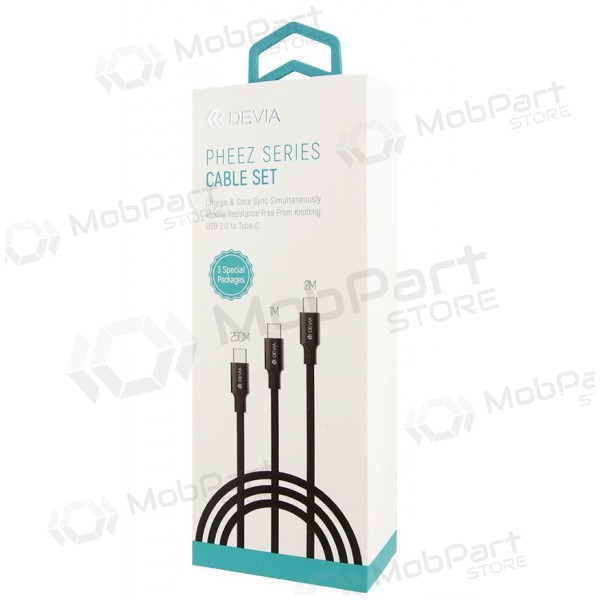 USB cable Devia Pheez 3 Pack microUSB 0.25m,1.0m,2.0m (black)