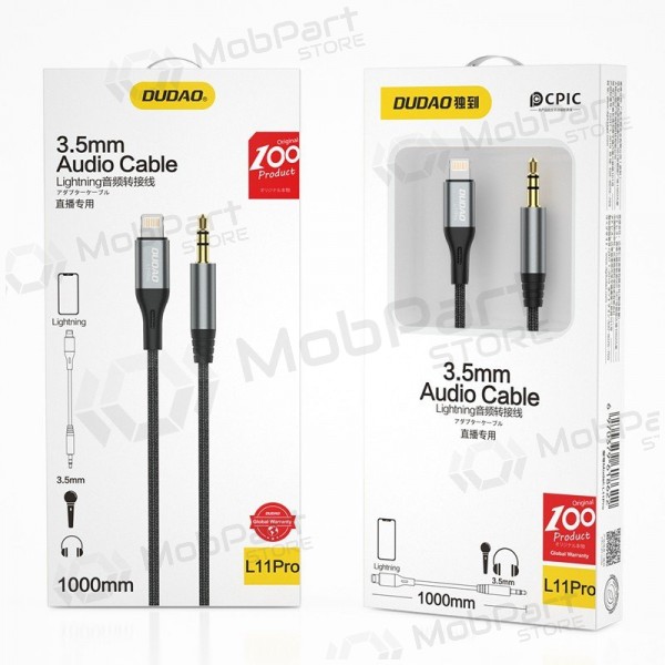 Audio cable Dudao L11Pro Lightning to 3.5 mm 1 m black