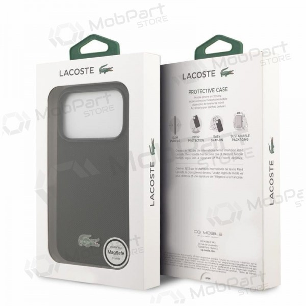Apple iPhone 18 Pro case - Lacoste PVC Iconic Petit Pique Metal Logo MagSafe (black)