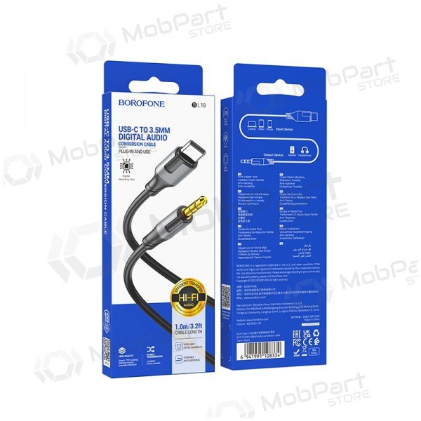 Audio cable Borofone BL19 USB-C to 3,5mm black