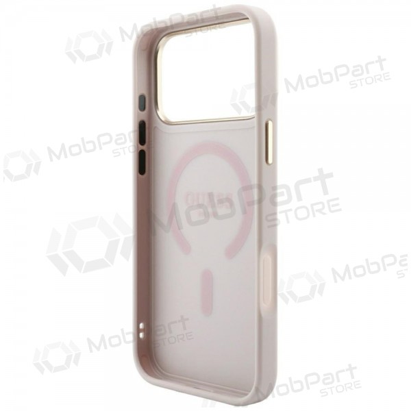 Apple iPhone 18 Pro case - Guess PU Leather 4G Gold Frame Embossed MagSafe (pink)
