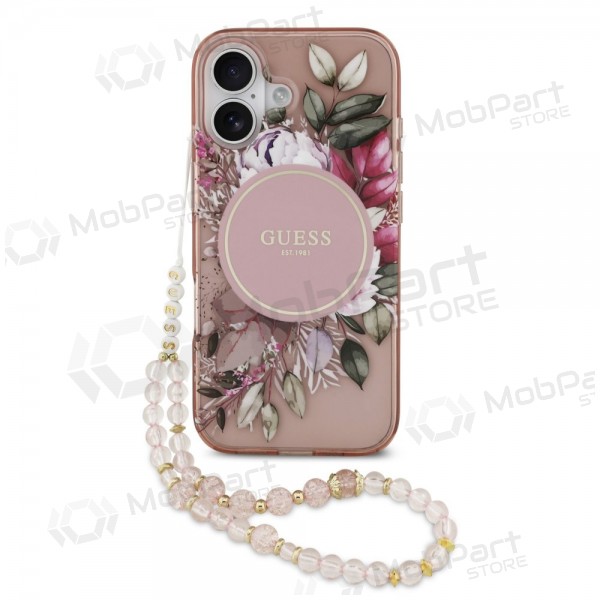 Apple iPhone 17 case - Guess IML Flowers Strap MagSafe (pink)