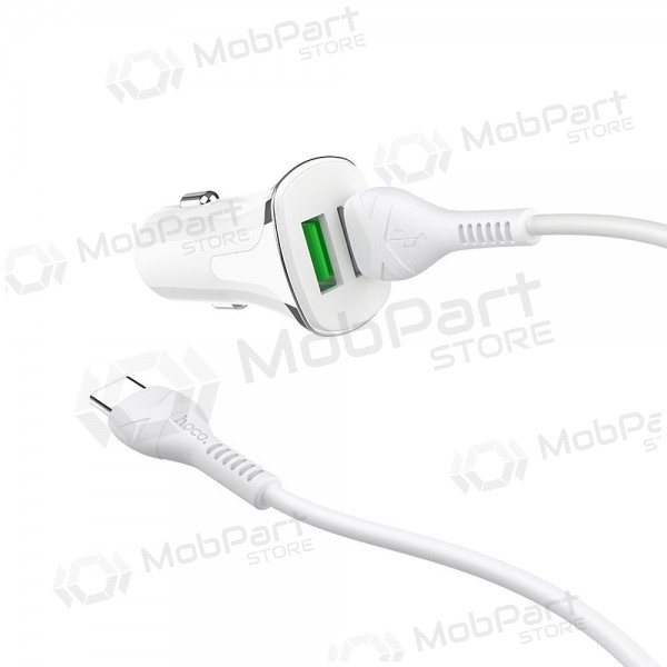 Charger automobilinis Hoco Z31 Quick Charge 3.0 (3.4A) x 2 USB + Type-C (white)