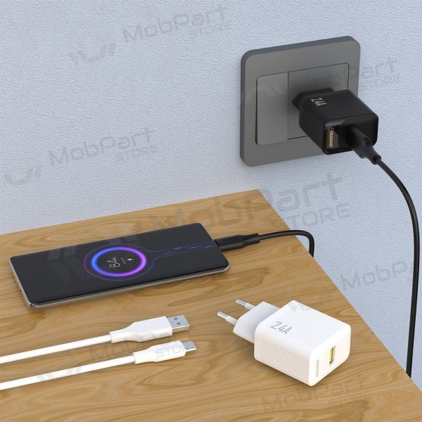 Phone charger Dudao A23T 12 W USB-A with USB-C cable 1 m black