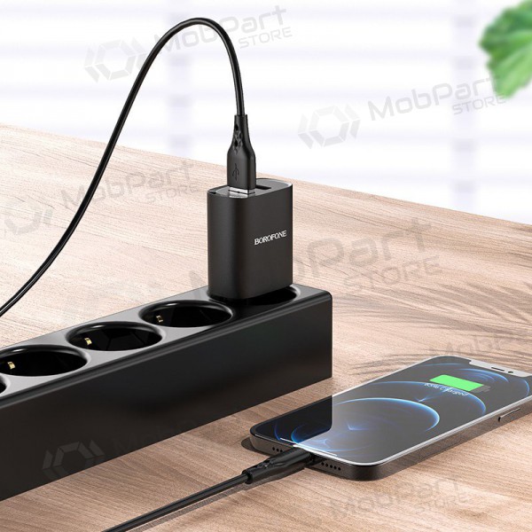 Charger Borofone BN2 2xUSB 2.1A + Lightning (black)