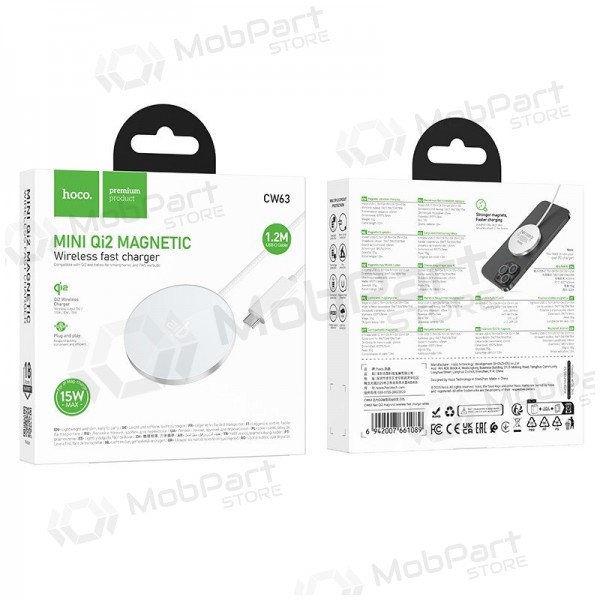 Wireless charger Hoco CW63 15 W Qi2 white