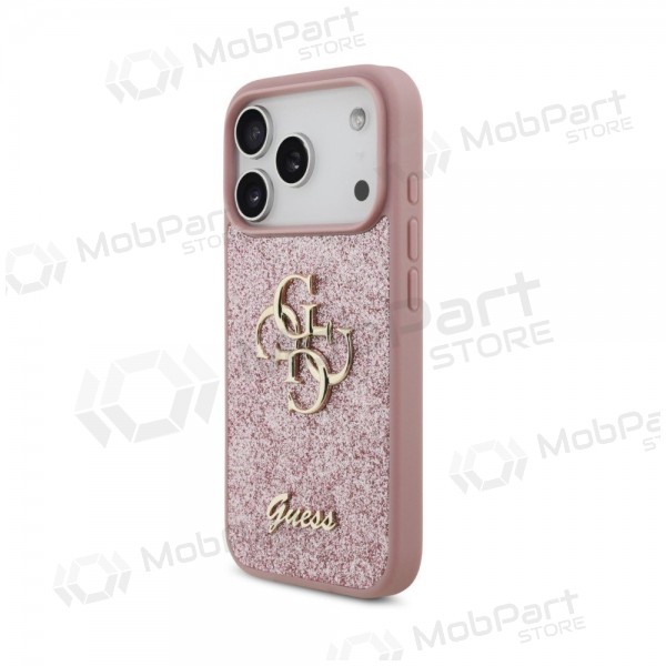 Apple iPhone 18 Pro case - Guess PU Fixed Glitter 4G Metal Logo (pink)