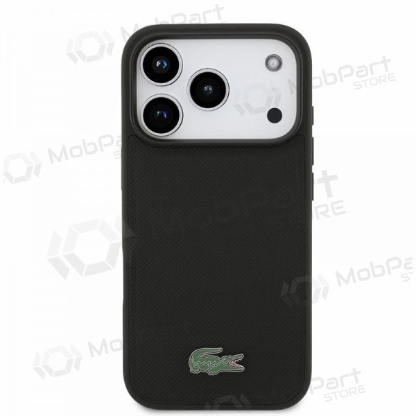 Apple iPhone 18 Pro case - Lacoste PVC Iconic Petit Pique Metal Logo MagSafe (black)