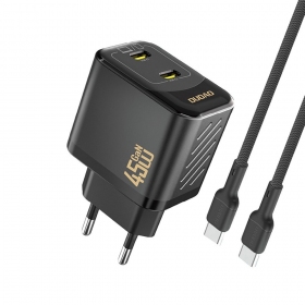 Phone charger Dudao A28PC 45 W GaN 2x USB-C with USB-C cable 1 m black