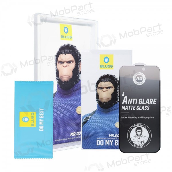 LCD apsauginis stikliukas 5D Mr. Monkey Glass (Strong Matte) Apple iPhone 15 Pro black