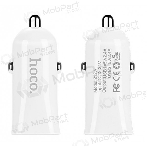 Car charger HOCO Z12 Elite Dual USB (5V 2.4A) (white)