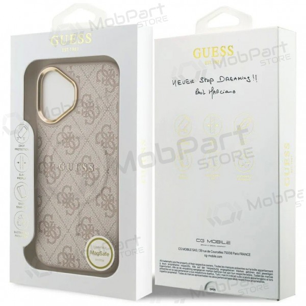 Apple iPhone 17 case -Guess PU Leather 4G Gold Frame MagSafe- (pink)