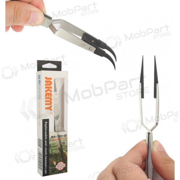 Metal antistatic tweezer Jakemy JM-T10-12 ESD (replaceable head)