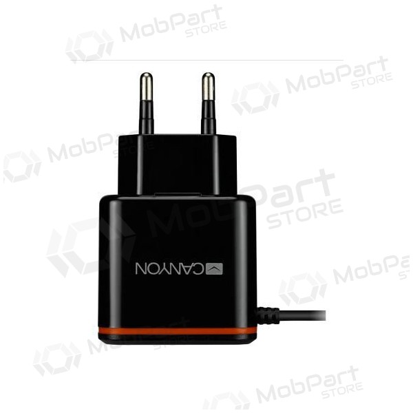 Charger CANYON CNE-CHA042 + Type-C cable (1xUSB 5V 2.1A) (black)