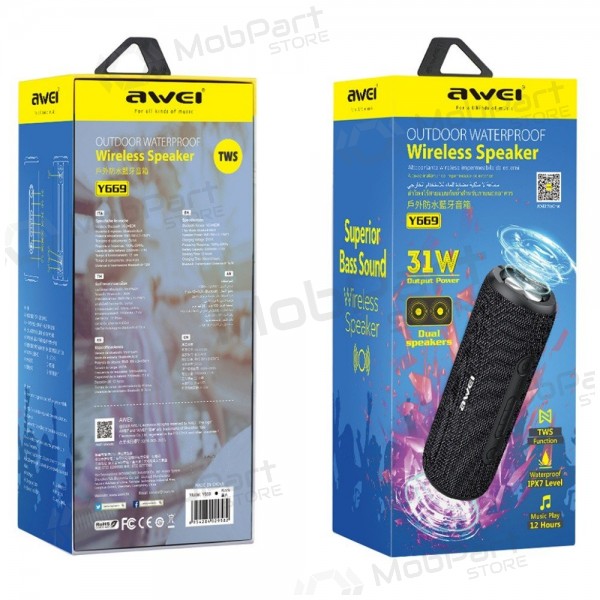 Bluetooth portable speaker Awei Y669 31W black