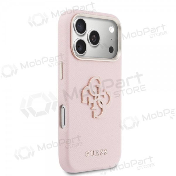 Apple iPhone 17 Pro Max case - Guess PU Grained 4G Resin Metal Logo (pink)