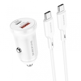 Charger automobilinis Borofone BZ18A USB-A/Type-C PD20W+QC3.0 + Type-C white