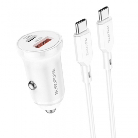 Charger automobilinis Borofone BZ18A USB-A/Type-C PD20W+QC3.0 + Type-C (white)