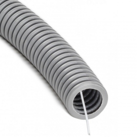 Corrugated gray PVC pipe with wire 25mm (50m, 320 N/5 cm)