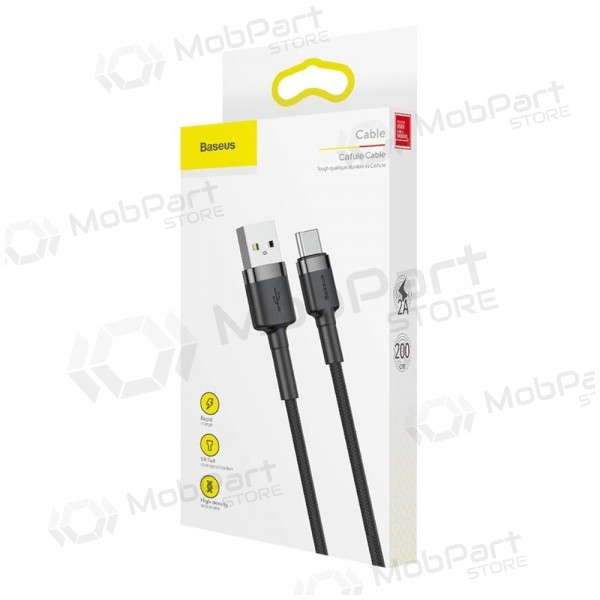 Baseus Cafule USB-C Cable 2m 2A (Grey-Black) CATKLF-CG1