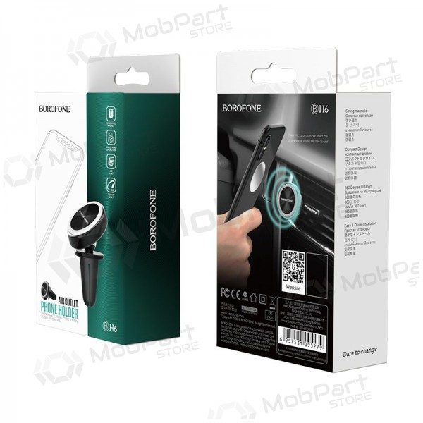 Automobilinis Universal telefono laikiklis Borofone BH6, tvirtinamas ant ventiliacijos grotelių, magnetinis, black Automobilinis Universal telefono laikiklis Borofone BH6, tvirtinamas ant ventiliacijos grotelių, magnetinis, black