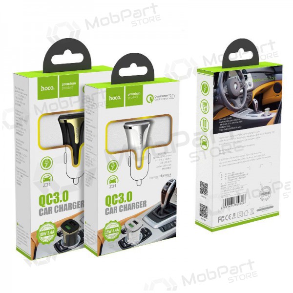 Charger automobilinis Hoco Z31 Quick Charge 3.0 (3.4A) x 2 USB (black)