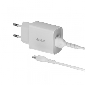 Charger Devia Smart x 2 USB (2.4A) + Type-C (white)
