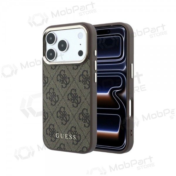 Apple iPhone 18 Pro case - Guess PU Leather 4G Gold Frame MagSafe (brown)