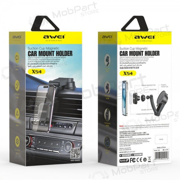 Car phone holder Awei X54 Magnetic (dashboard/windshield) black