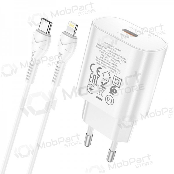 Phone charger Hoco N22 25 W USB-C with Lightning cable 1 m white