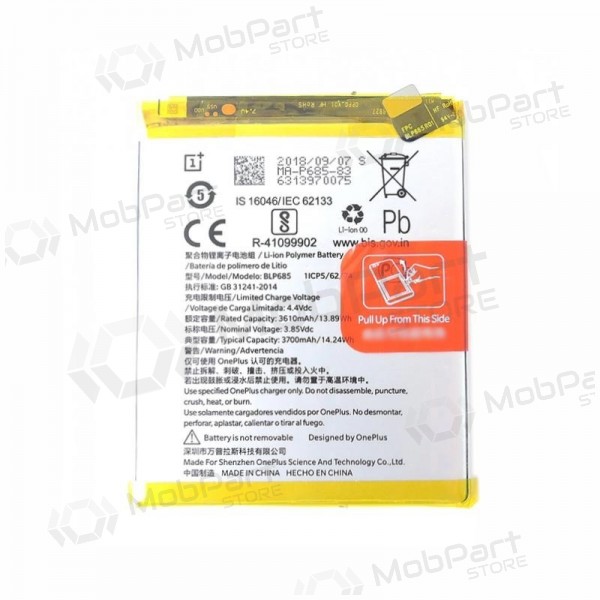 OnePlus 6T (BLP685) battery / accumulator (3700mAh) OnePlus 6T (BLP685) battery / accumulator (3700mAh)