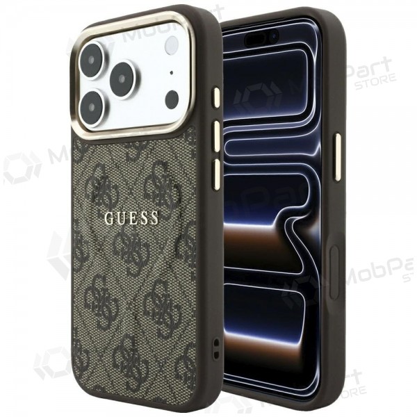 Apple iPhone 18 Pro Max case - Guess PU Leather 4G Gold Frame Embossed MagSafe (brown)