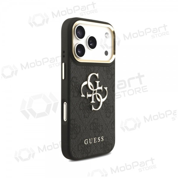 Apple iPhone 18 Pro Max case - Guess PU Leather 4G Metal Logo Gold Frame (black)
