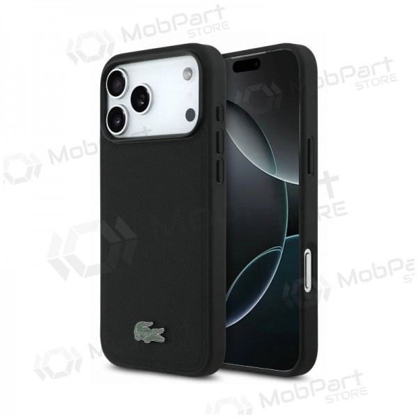 Apple iPhone 18 Pro Max case - Lacoste PVC Petit Pique Semi Wrap Embossed MagSafe (black)