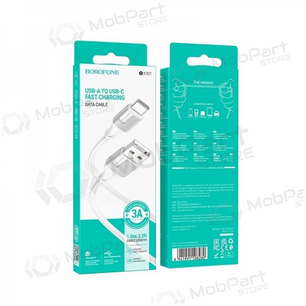 USB-C cable Borofone BX101 USB-A to USB-C 1 m white