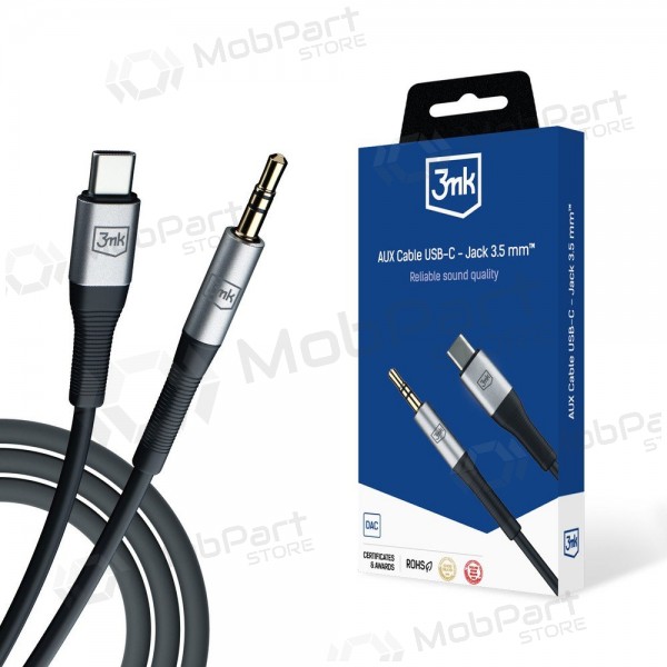 Audio cable 3mk USB-C to 3.5 mm 1 m black