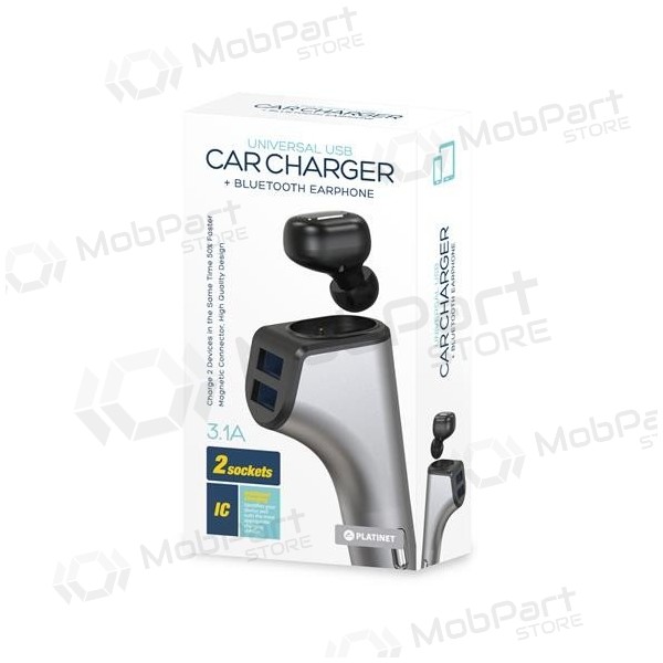 Car charger Platinet + Bluetooth ausinė