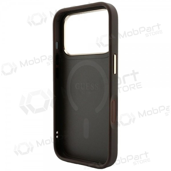 Apple iPhone 18 Pro Max case - Guess PU Leather 4G Gold Frame Embossed MagSafe (brown)
