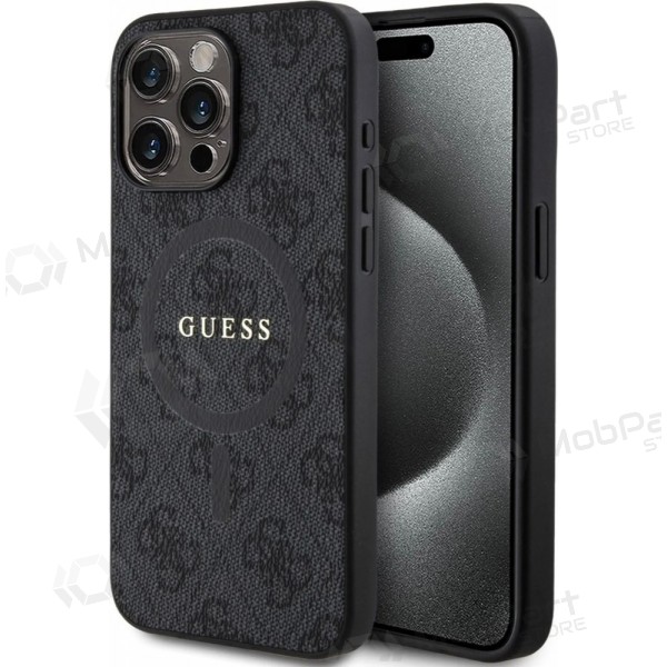 Apple iPhone 15 Pro Max case -Guess PU Leather 4G Colored Ring MagSafe- (black)