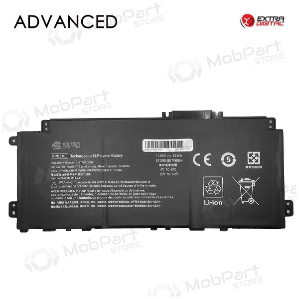 HP PP03XL, 3400mAh laptop battery, Advanced HP PP03XL, 3400mAh laptop battery, Advanced