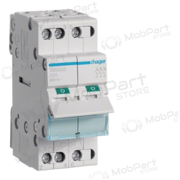 Isolator switch Hager SBN332 (3P, 32A, 400V, 2 modules)