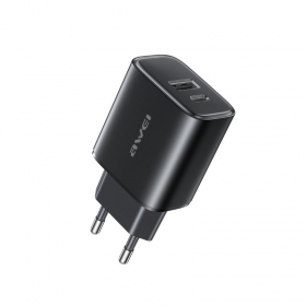 Phone charger Awei PD85-EU 22.5 W USB-C + USB-A black