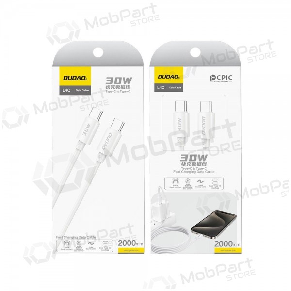 USB-C cable Dudao L4C USB-C to USB-C 2 m 30 W white