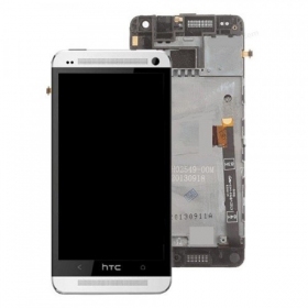 HTC One Mini ekranas (white) (with frame) (used grade C, original)