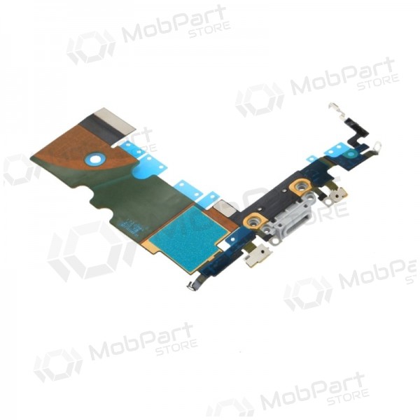 Apple iPhone 8 charging dock port and microphone flex white (šviesiai grey)